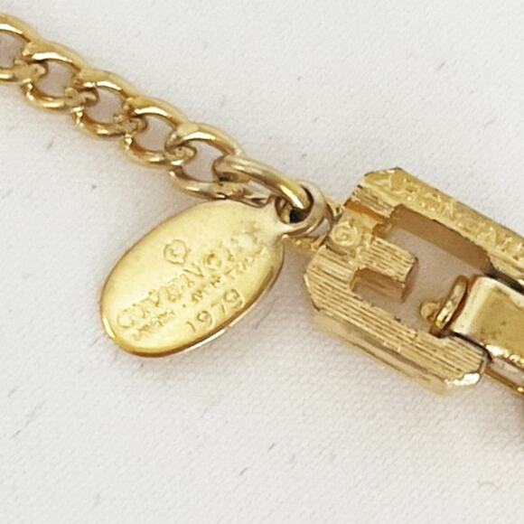 GIVENCHY Vintage Enamel 'G' Station Necklace Black Gold - Picture 7 of 12